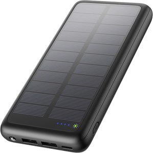 Solar Charger 27000mAh Power Bank 3A USB C Fast Charging Portable Solar Phone Charger Camping External Battery Pack with 3 Outputs for Cellphone Tablets