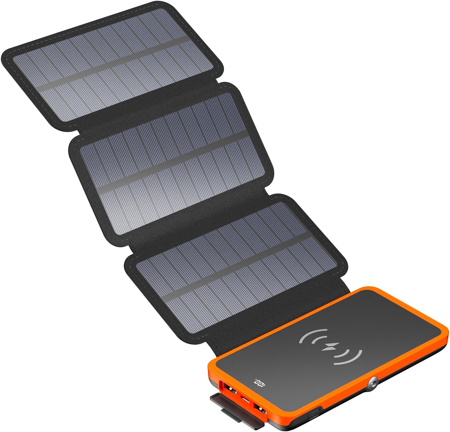 Solar Power Bank Wireless Charger 10000mAh Built in 3 Solar Panels Three Outputs 15W Fast Charging Solar Charger for iPhone 15/15 Plus/15 Pro/15 Pro Max, iPhone 14/13 Series, Samsung Galaxy