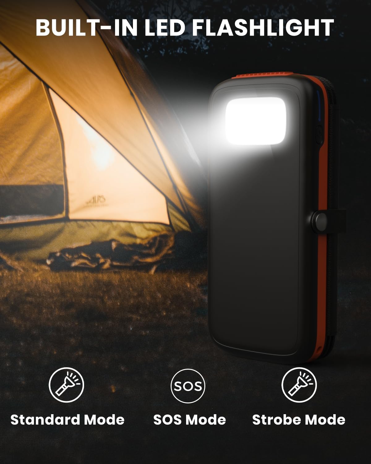 Solar Power Bank 10000mAh Built in 4 Panels 15W Fast Charging Solar Charger Outdoor Extenal Battery Pack for iPhone 15/15 Plus/15 Pro/15 Pro Max, iPhone 14/13 Series, Samsung Galaxy